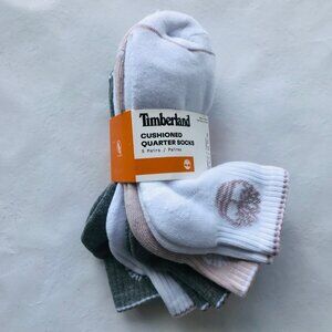 Timberland Women's Cushioned Quarter Socks White ,Cream 5 Pairs Size: S (4-7)